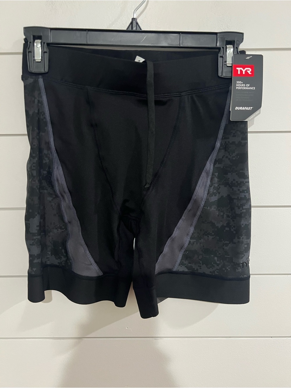 TYR Black Men’s Athletic Swim Shorts with Gray Accents